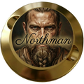 Northman-dosa i guld med ansikte på etiketten